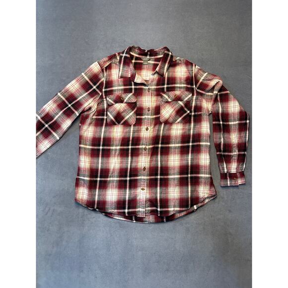 Eddie Bauer Mauve & Black Flannel Shirt Women’s Size Large - Picture 2 of 9